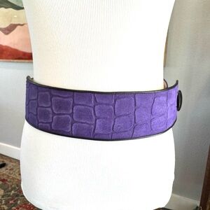 Vintage Purple Suede Crocodile Pattern Belt